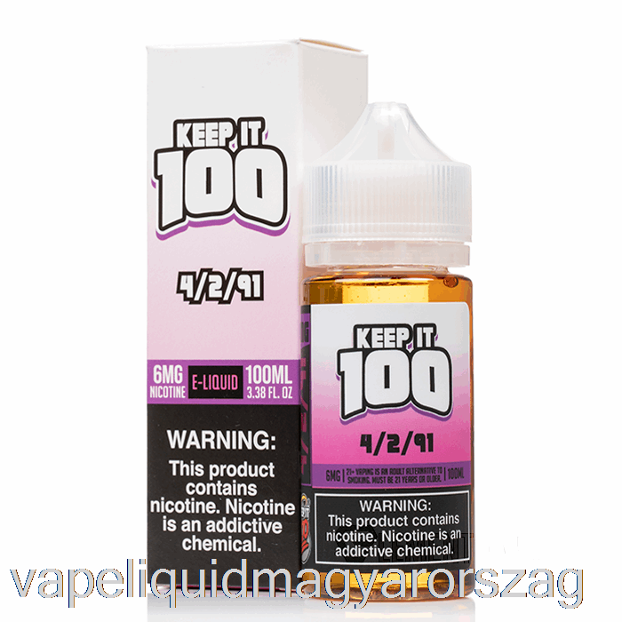 4/2/91 - Tartsa Meg 100 E-liquid - 100 Ml 0 Mg Vape Toll